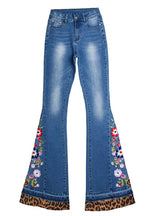 Embroidered Leopard Print Jeans