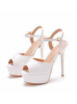 White Fishmouth High-heeled Sandals