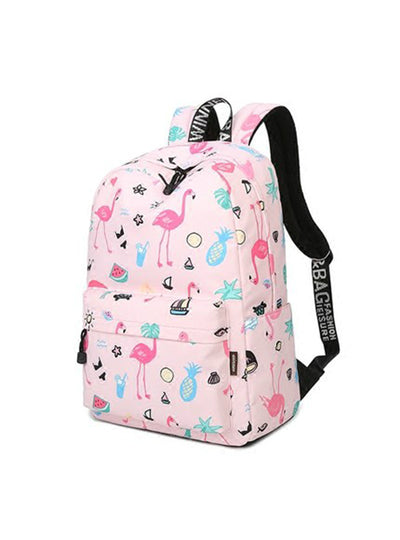 Pink Flamingo Animal Knapsack Printing School Bagpack Bag