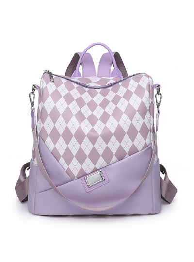 Plaid Soft Leather PU Leisure Backpack