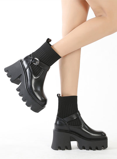 Socks Waterproof Platform High Heel Thick Booties