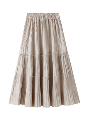 High Waist Velvet Pleated Skirt