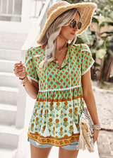 V-neck Short-sleeved Printed Shirt