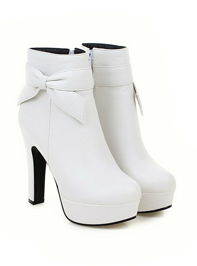 PU Leather Platform Shoes Woman Ankle Boots