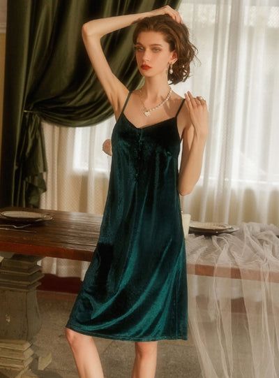 Velvet Pajamas Suspenders Nightgown