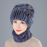 Rabbit Fur Straw Hat Scarf Two-piece Suit