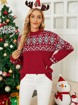 Rhombic Pattern Loose Pullover Christmas Sweater