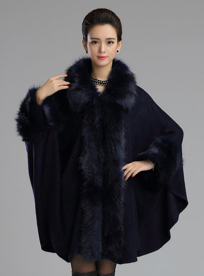 Fur Shawl Coat Knitted Cardigan Shawl Cloak