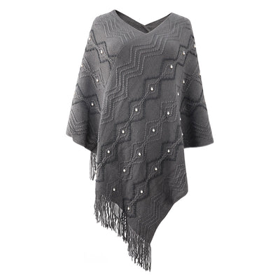 Striped Cloak Fringed Shawl Coat