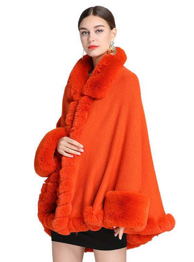 Wool Shawl Cape Knitted Fur Shawl