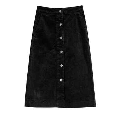 Corduroy High Waist Button Pocket Skirts