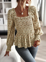 Casual Square Collar Long Sleeve Shirt