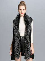 Women's Imitate Fox Fur Collar Knitted Cardigan Vests