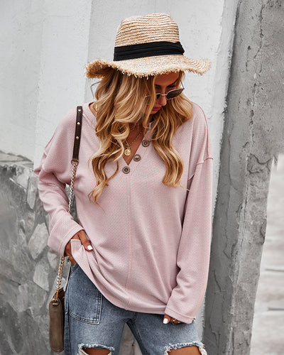 Sexy Long Sleeve Button Tops