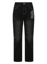 Women Wings Printed Straight Jeans