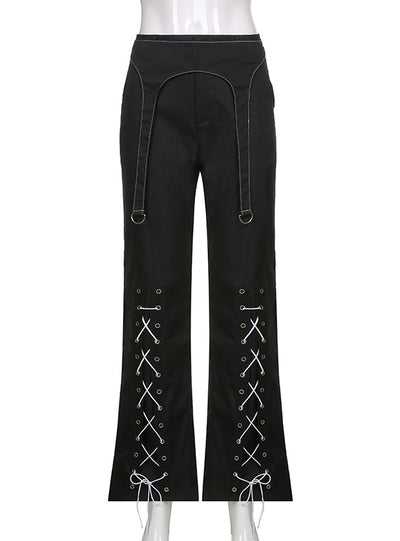 Straight Slim Slightly High Waist Trousers