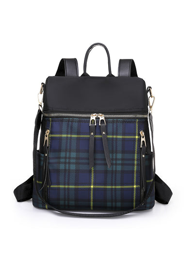 Oxford Cloth Outdoor Travel Plaid Small Backpack