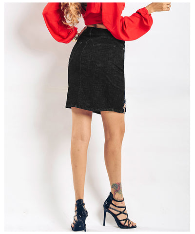 High Waist Slim Split Denim Skirt