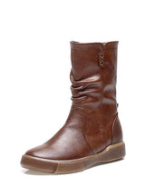 Thick-soled Middle Heel Flat Bottom Martin Boots