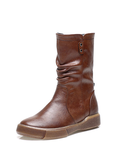 Thick-soled Middle Heel Flat Bottom Martin Boots