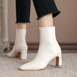 Women Girl Side Zipper Thick Heel Bootie