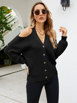 Button Cardigan V-neck Sweater