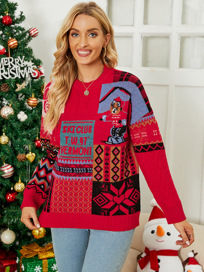 Loose Pullover Sweater for Christmas Day