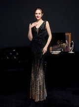 Long Sequined Queen Fishtail Evening Dress