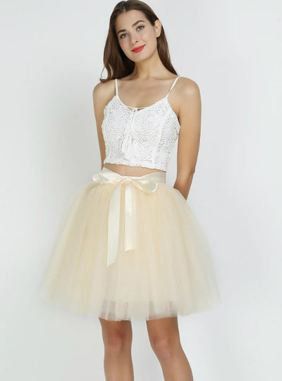 Womens 7 Layers Midi Tulle Skirt Fashion Tutu Skirts