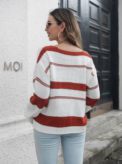 V-neck Loose Long-sleeved Sweater