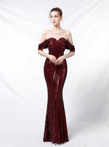 Women Long Sequined Prom Dress