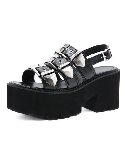 Metal Open Toe Fish Mouth Bottom Cake Sandals