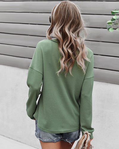 V-neck Knitted Long Sleeve Top