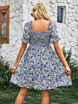 Chiffon Printed Pleats Summer Dress