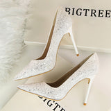 Sequin Pointed High Heel Shoes