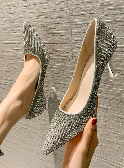 Shallow-pointed Rhinestone Shoes