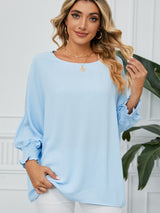 Loose Cropped Sleeve Chiffon Top