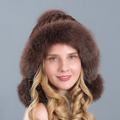 Women's Rex Fur Hats Winter Ear Hats