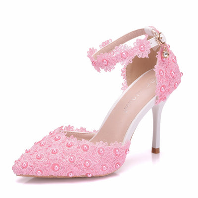 One-button Thin Heel Pointed Wedding Shoes