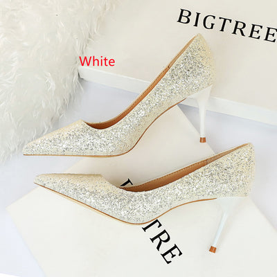 Shiny Sequined Stiletto Heel Shoes