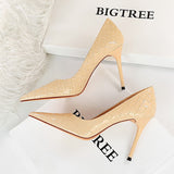 Bright Patent Leather Woven High Heel Shoes