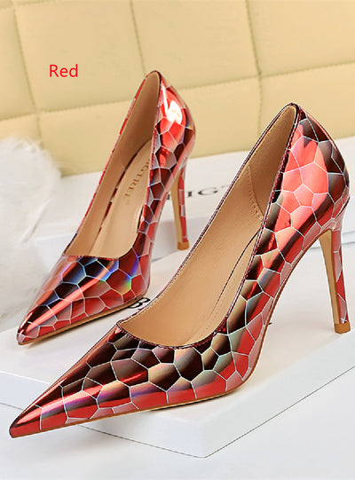 Metal Pattern High Heel Shoes