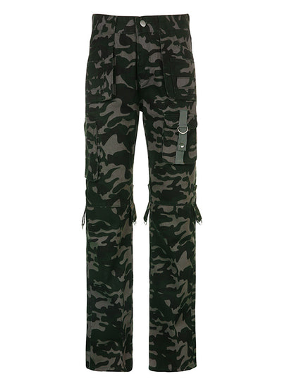 Camouflage Multi-pocket Stitching Jeans