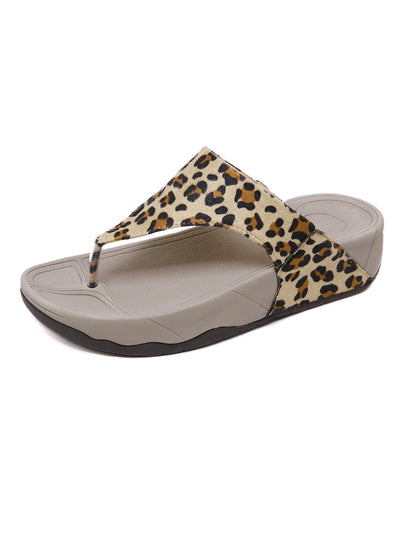 Snake-leopard-print Wedge Heel Large Flip-flops