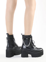 Side Zipper Metal Chain Belt Buckle Martin Boots