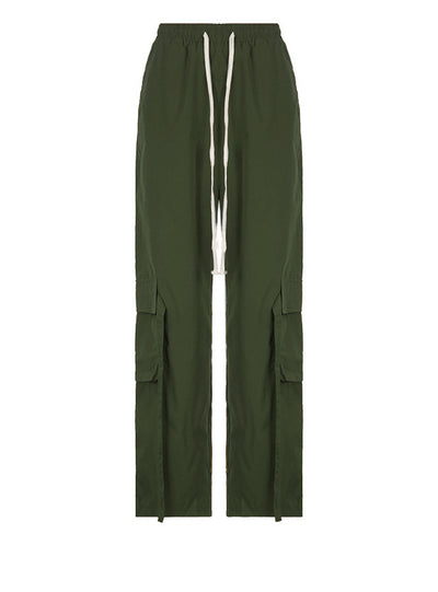 Large-pocket Loose Straight Wide-leg Pants