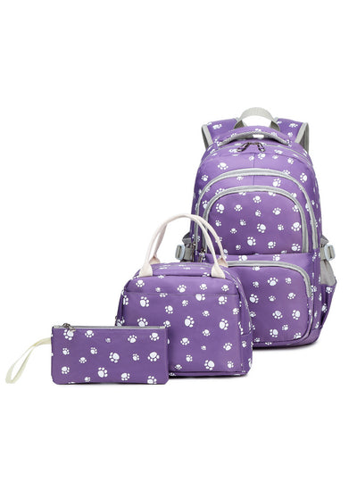 Women's Printed Backpack Student Three-piece Set