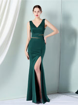 Long Slim Fishtail V-neck Dress