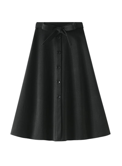 Winter Single-breasted Bow Skirt