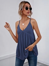 V-neck Sleeveless Straps T-shirt